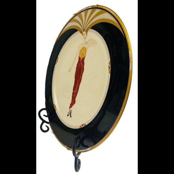 Vintage Art Plate Erte “Le Soleil Ebony”  Japan 1985 Gold Trim Beautiful! - Picture 3 of 6